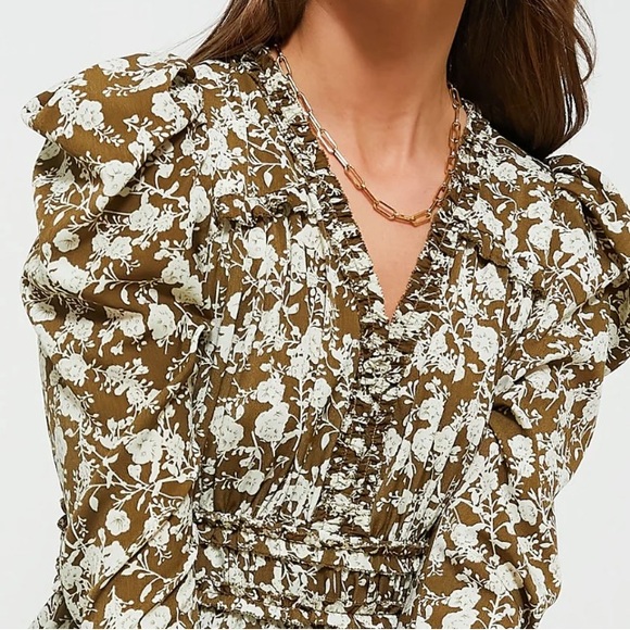 Tuckernuck HYACINTH HOUSE Olive Floral Renee Ruffle Mini Dress - Picture 4 of 9